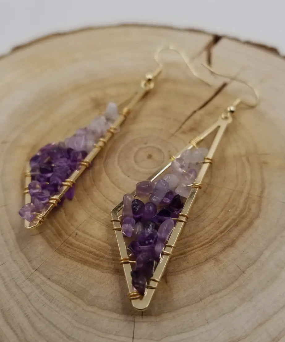 Amethyst Earrings | Boho Chic | Drop Earrings