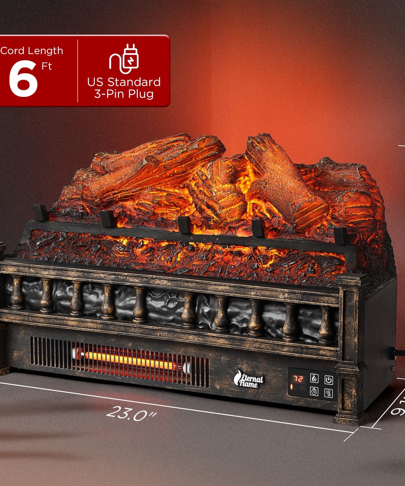 (Open) Eternal Flame EF23-LG Electric Fireplace Logs