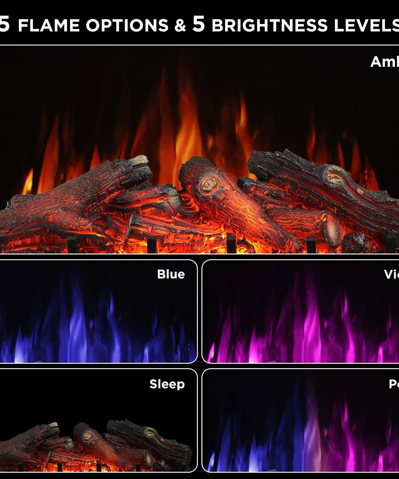 (Open Box) Eternal Flame EF26-LG Smart Electric Fireplace Logs, WiFi Enabled