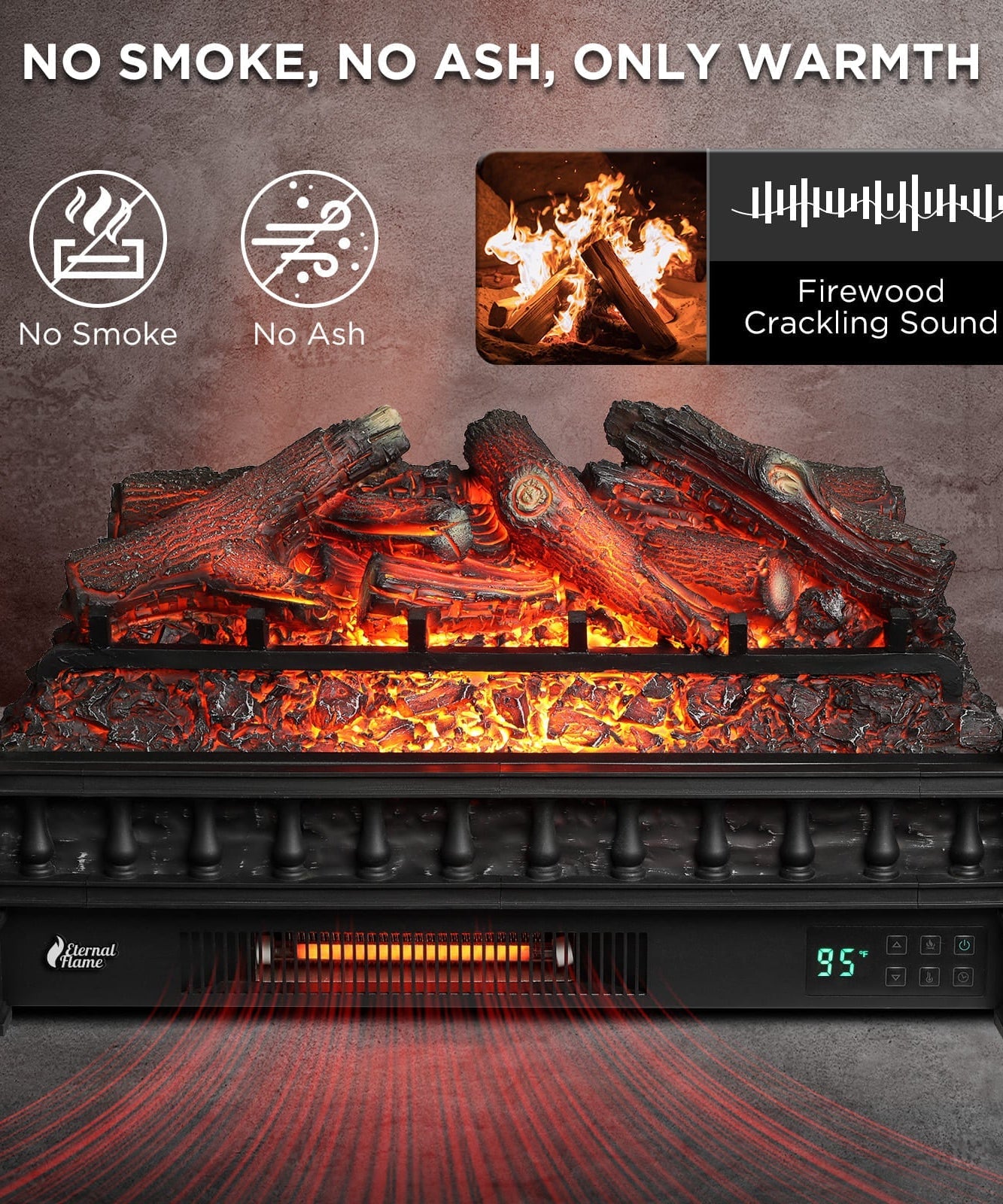 Eternal Flame EF26-LG Smart Electric Fireplace Logs, WiFi Enabled