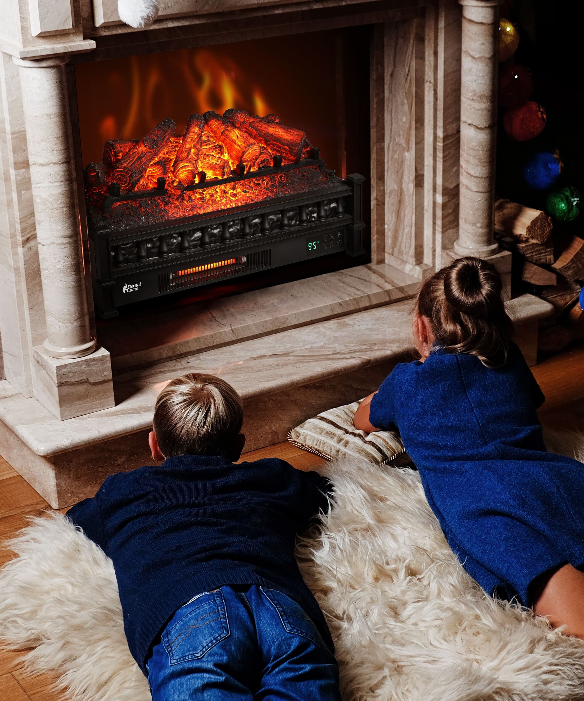 (Open Box) Eternal Flame EF26-PB Smart Electric Fireplace Logs, WiFi Enabled