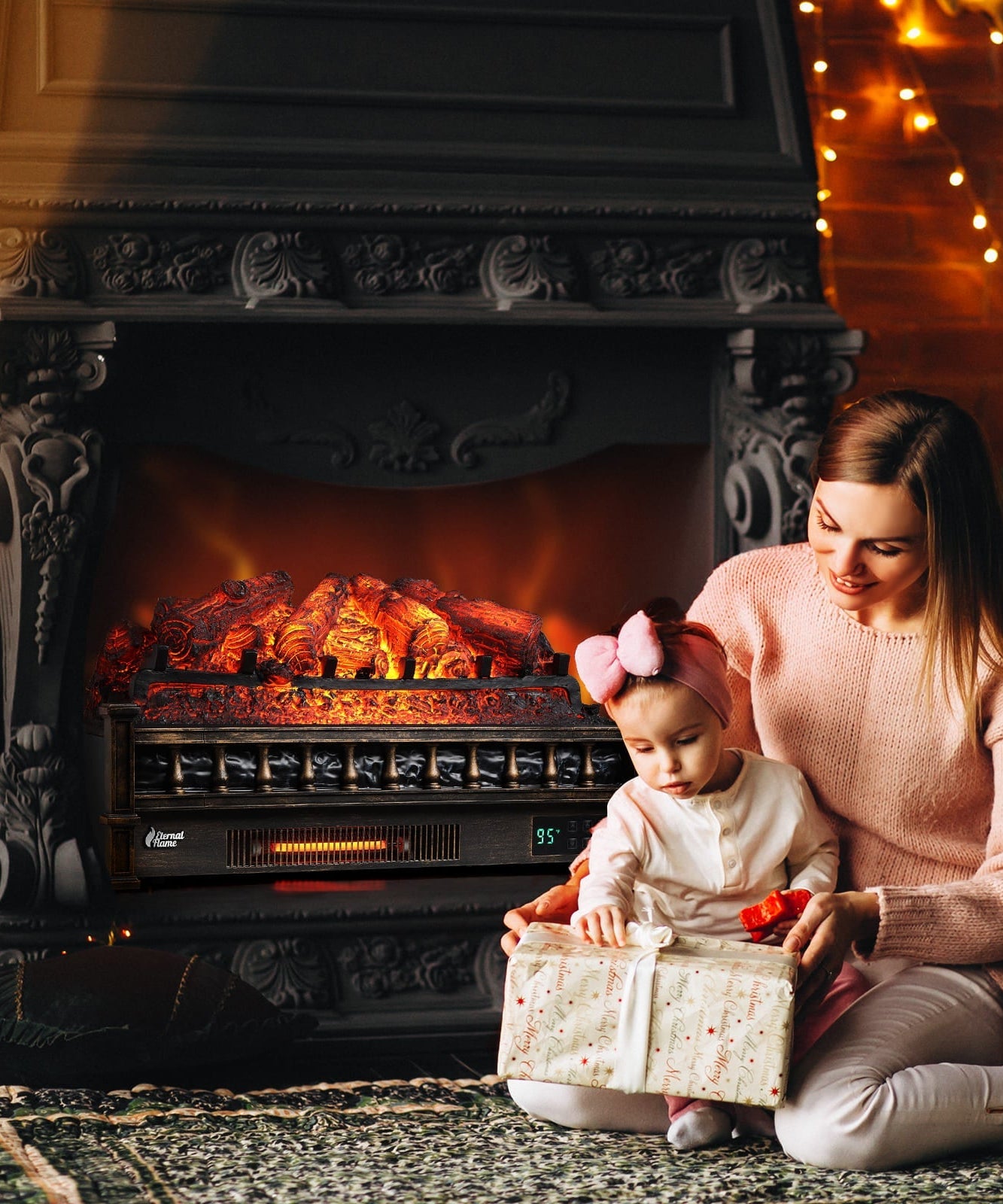 (Open Box) Eternal Flame EF26-PB Smart Electric Fireplace Logs, WiFi Enabled