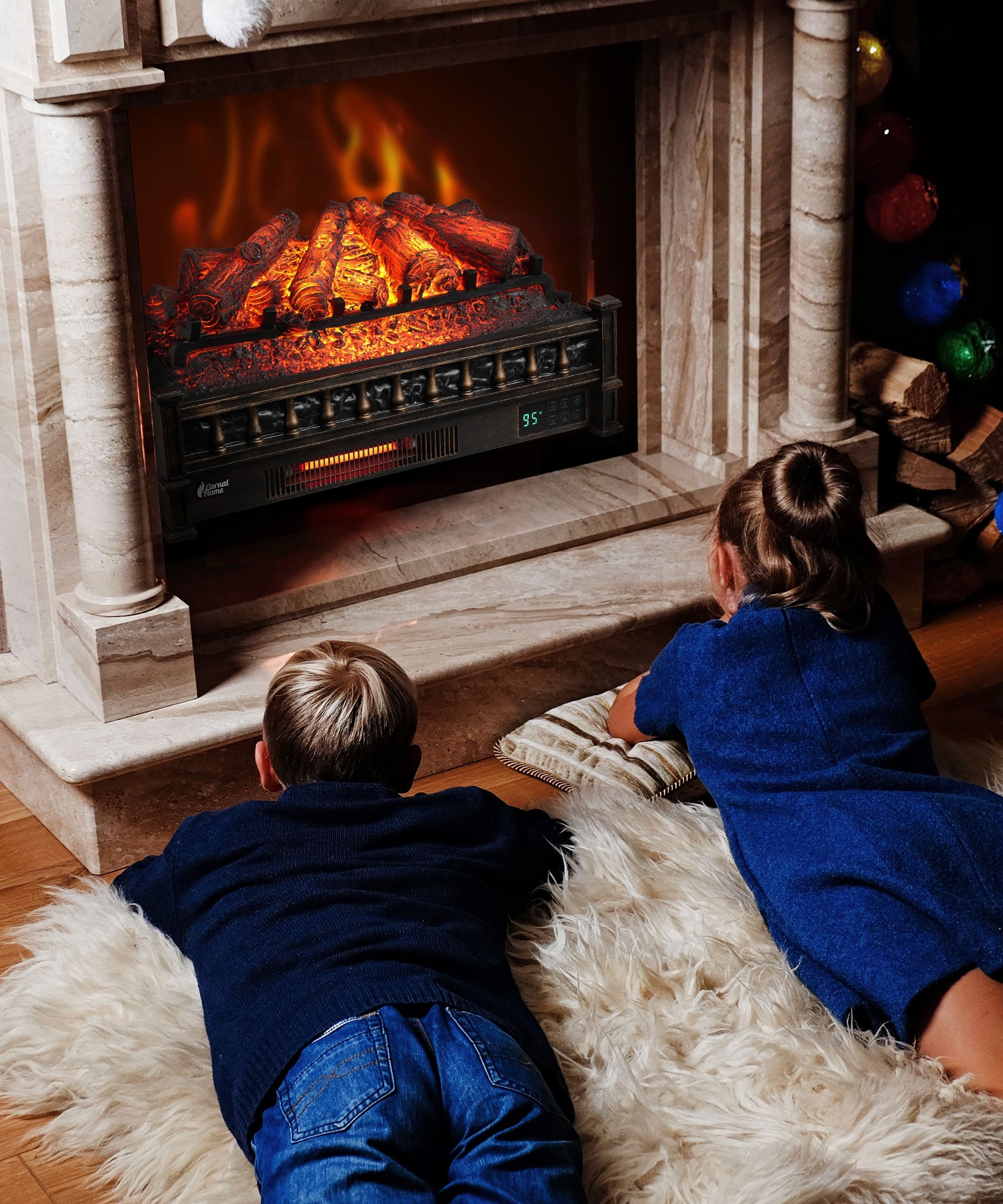 (Open Box) Eternal Flame EF26-PB Smart Electric Fireplace Logs, WiFi Enabled