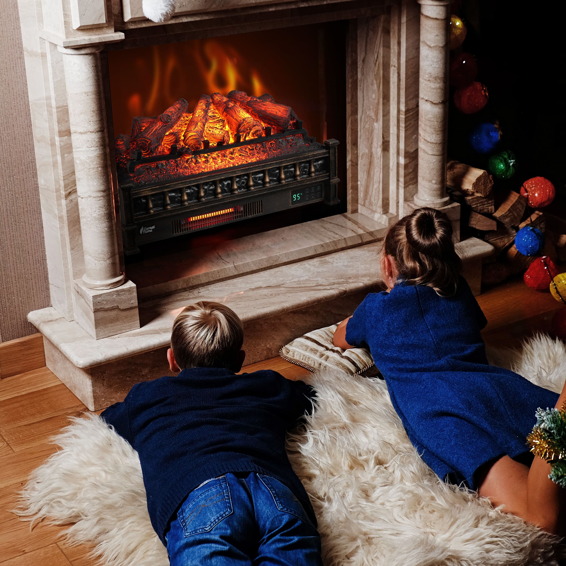 Eternal Flame EF26-PB Smart Electric Fireplace Logs, WiFi Enabled
