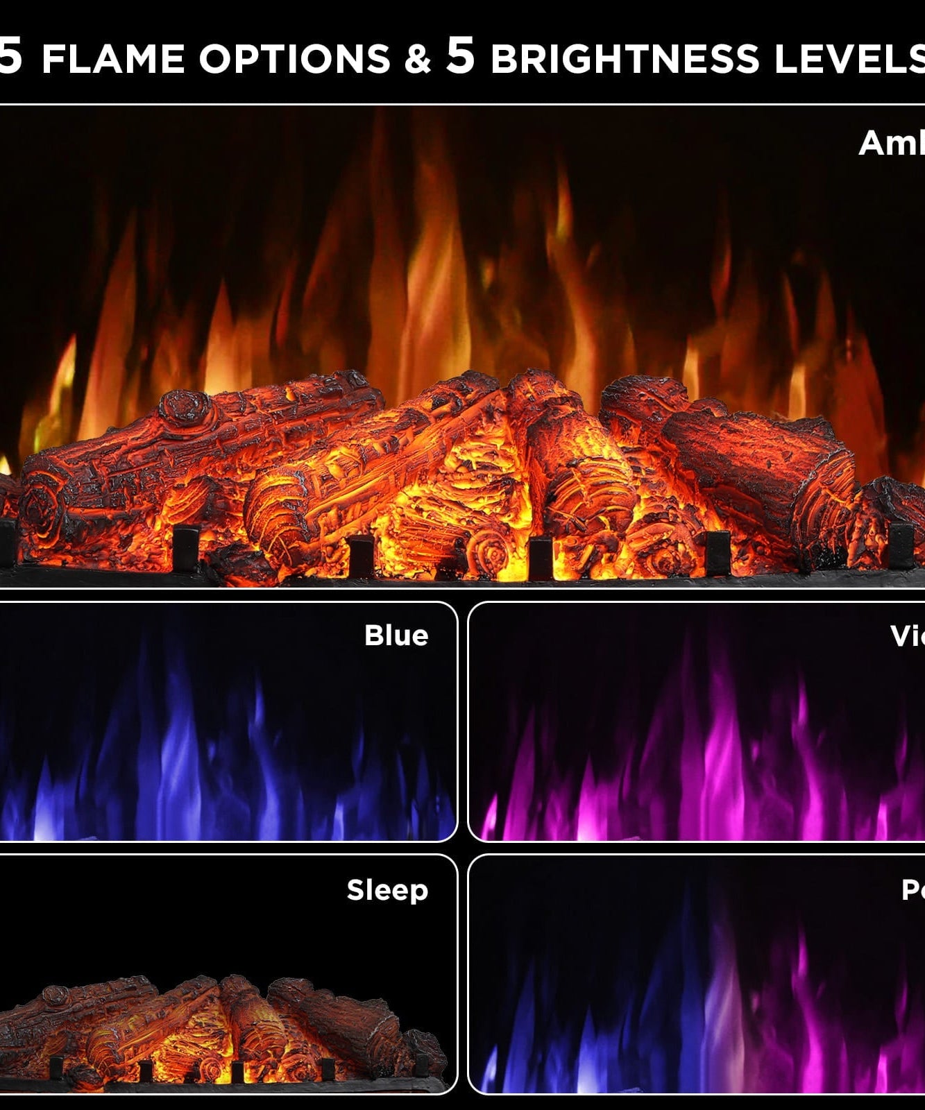Eternal Flame EF26-PB Smart Electric Fireplace Logs, WiFi Enabled