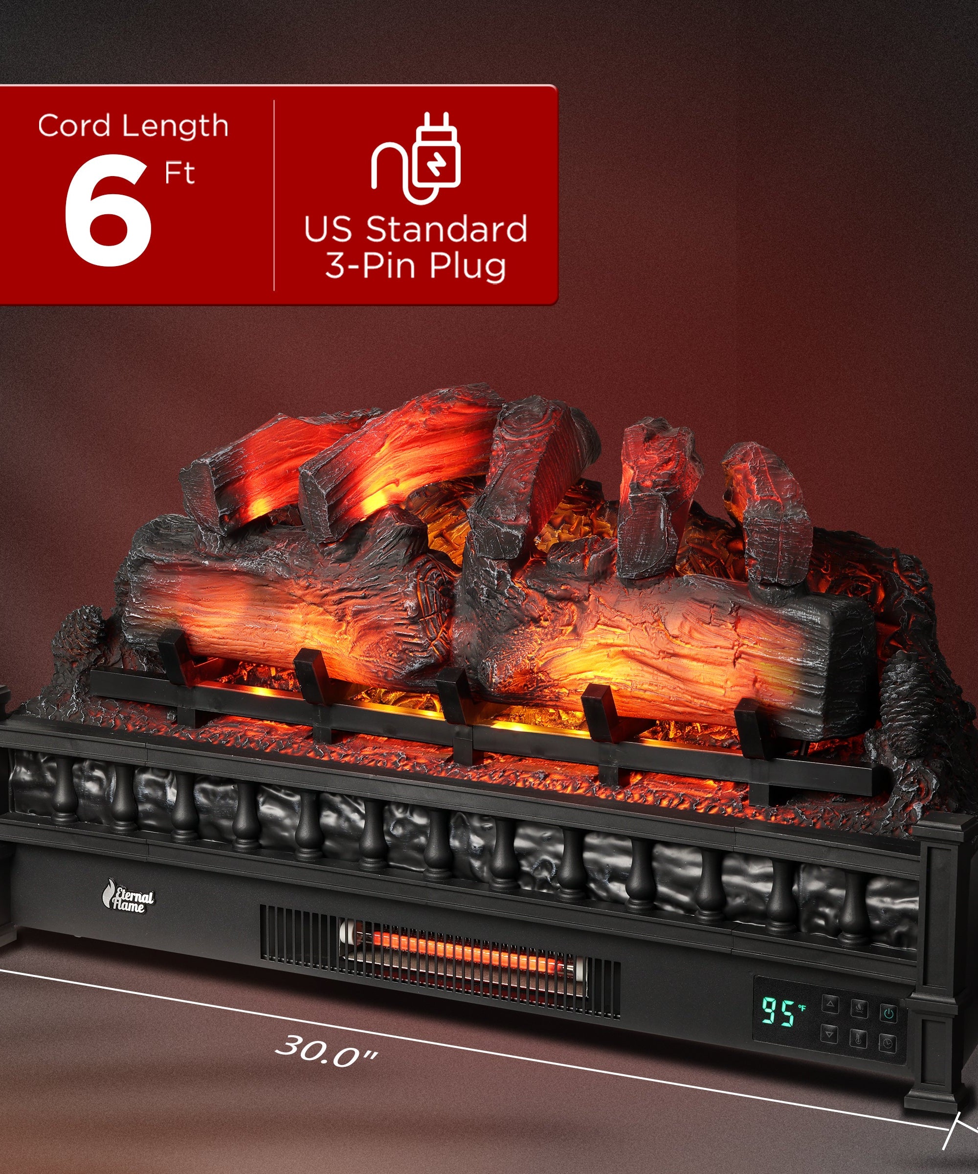 (Open Box) Eternal Flame EF30-PB Electric Fireplace Logs
