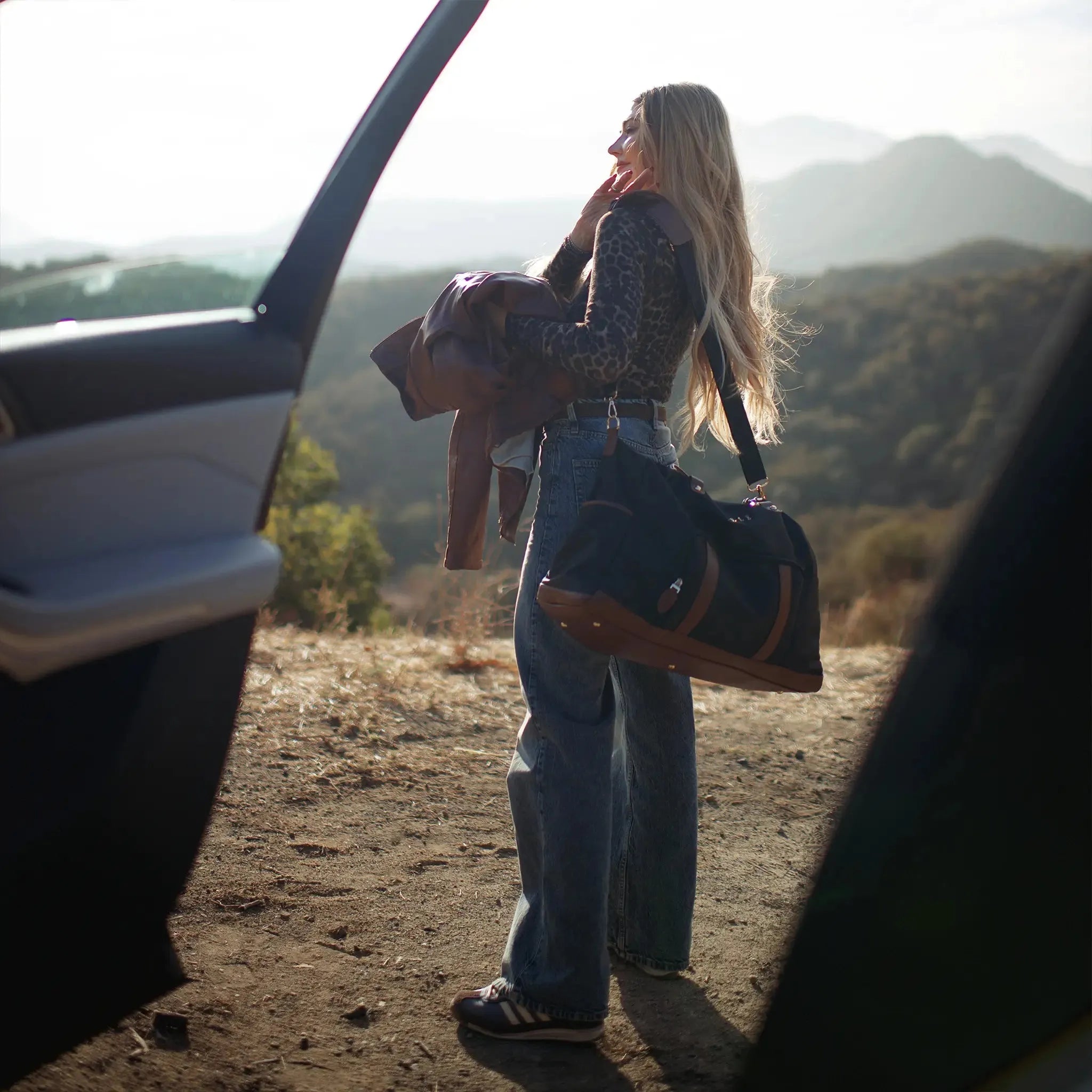 Luxe Journey 30L Reisetasche aus Twill und veganem Leder