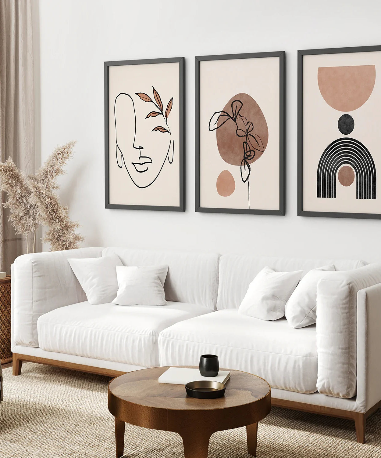 Boho Abstraktes Kunst Set aus 3 - Modernes Poster-Bundle