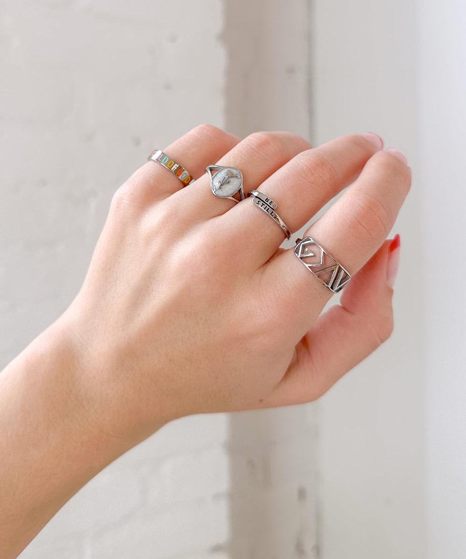 Silver Wildflower Signet Ring
