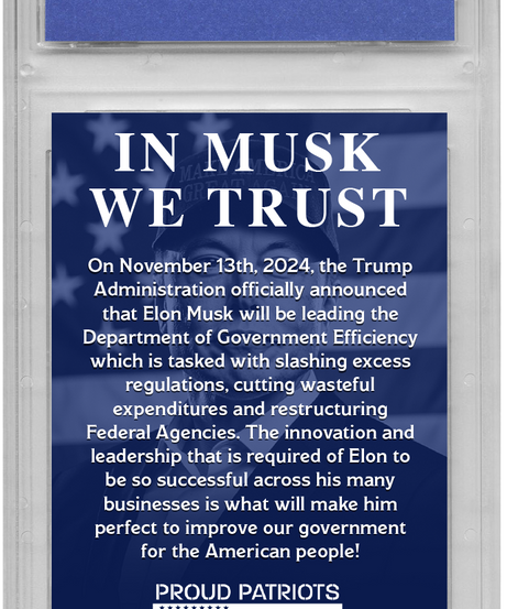 Elon Musk DOGE Trading Card - Graded Gem Mint 10