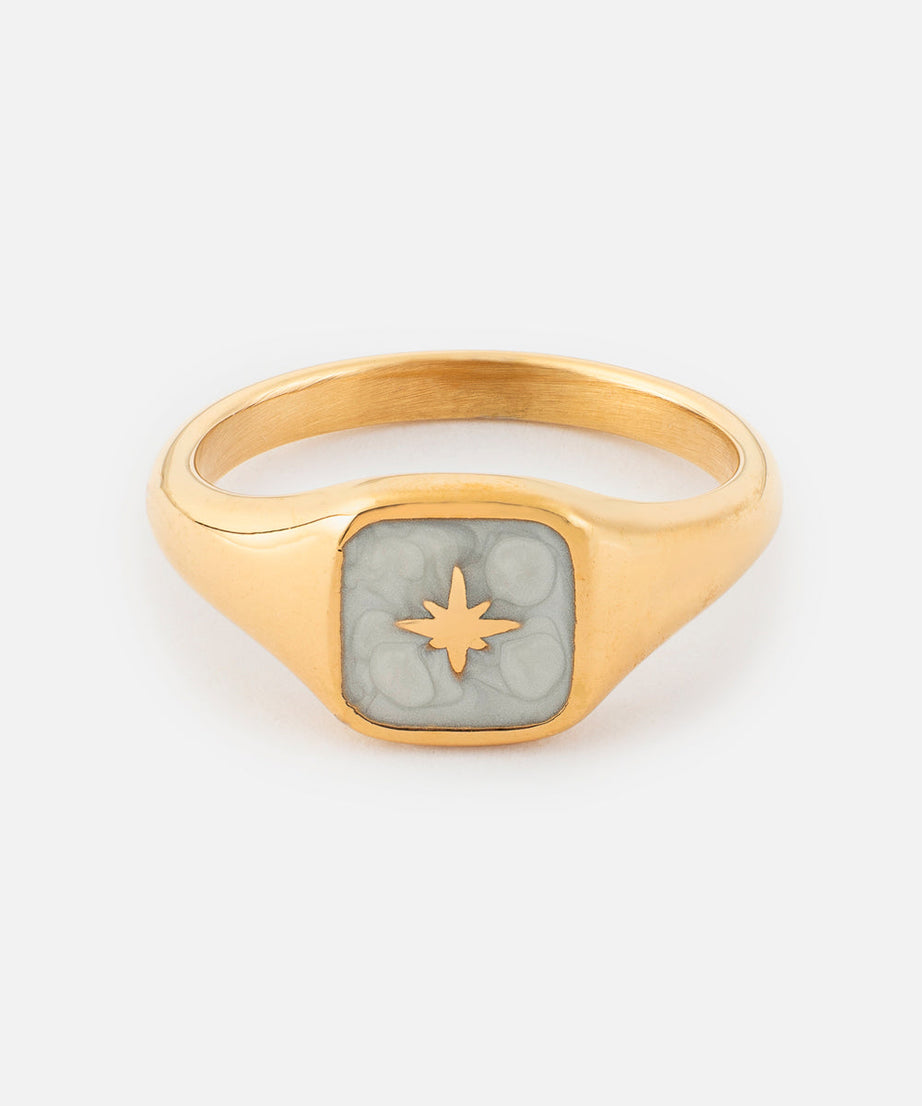 Enamel North Star Ring