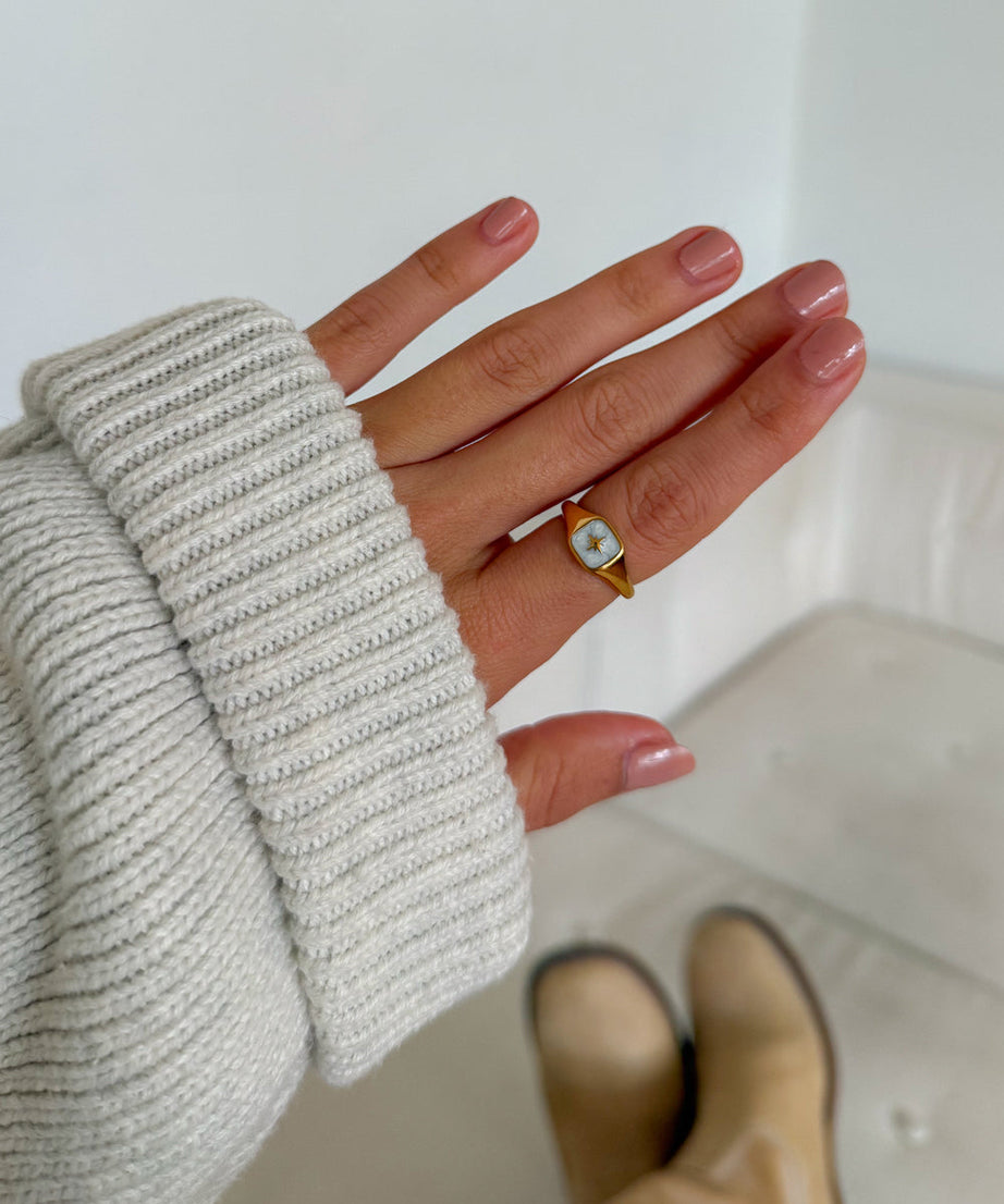 Enamel North Star Ring