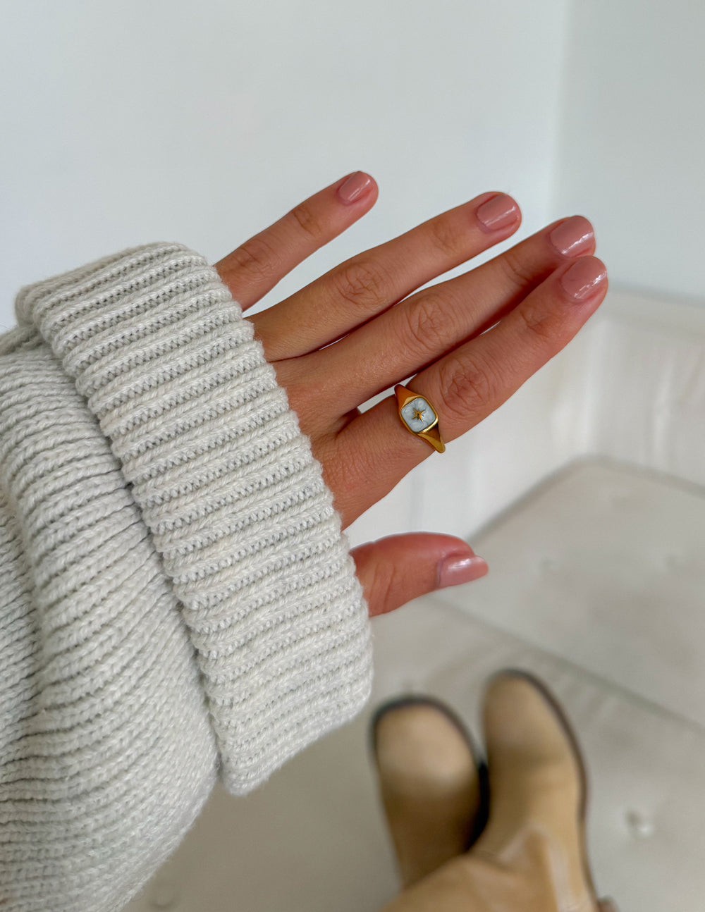 Enamel North Star Ring