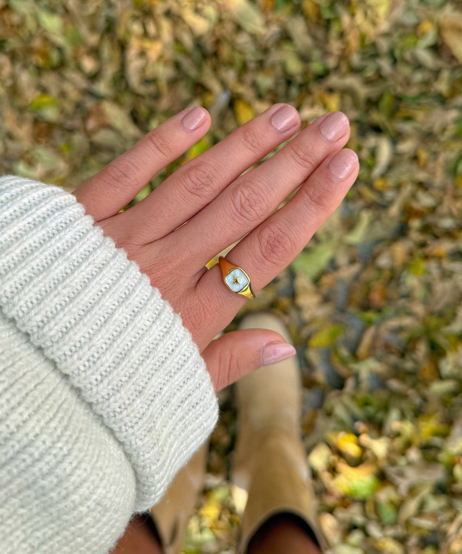 Enamel North Star Ring
