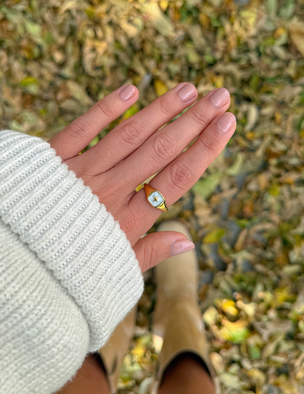 Enamel North Star Ring