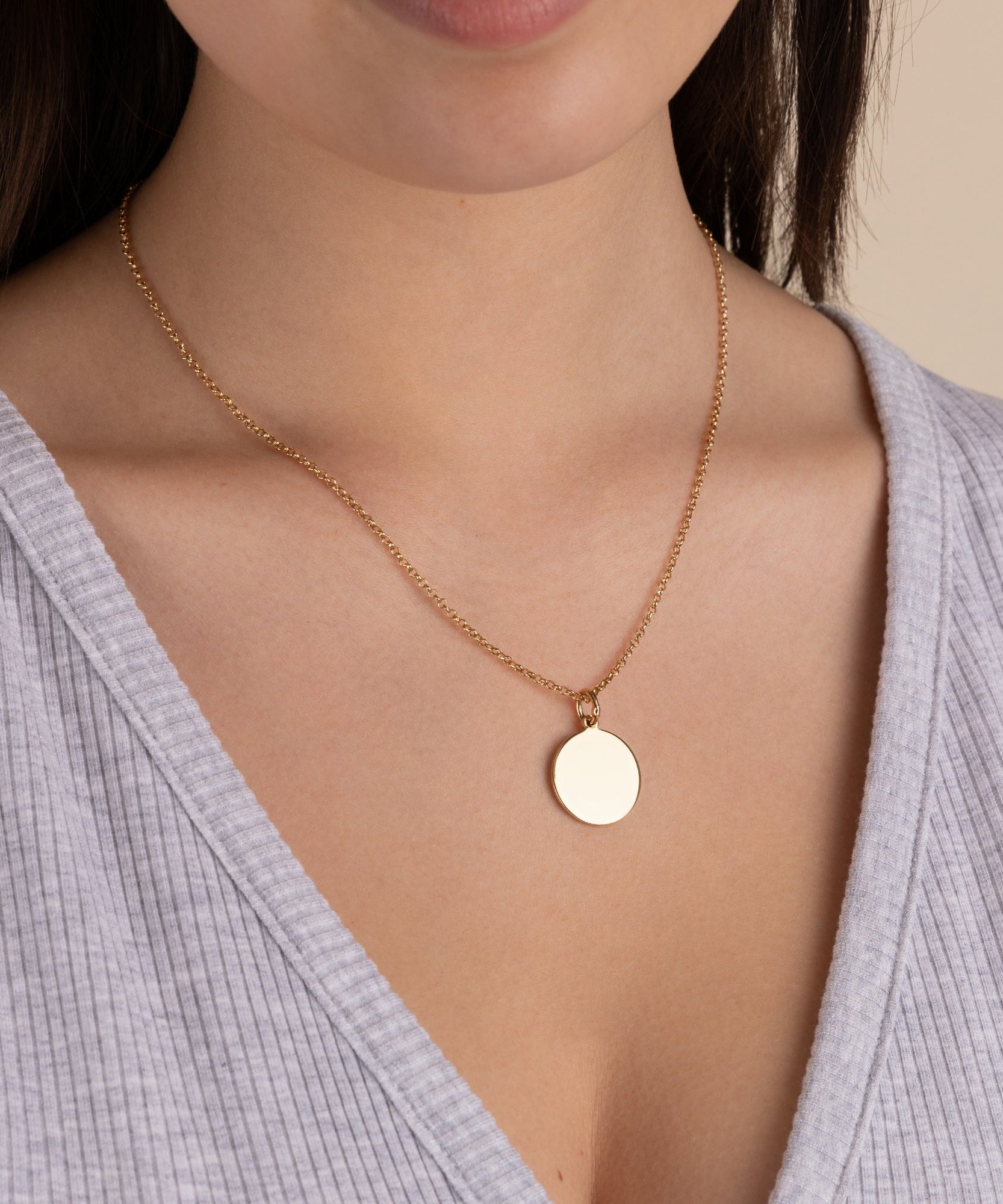 Circle Charm Necklace, 21''