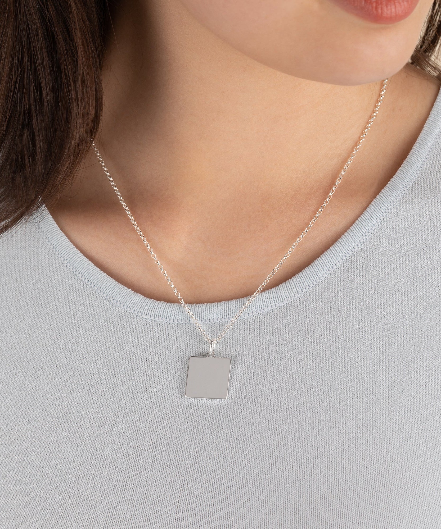 Square Charm Necklace, 21''