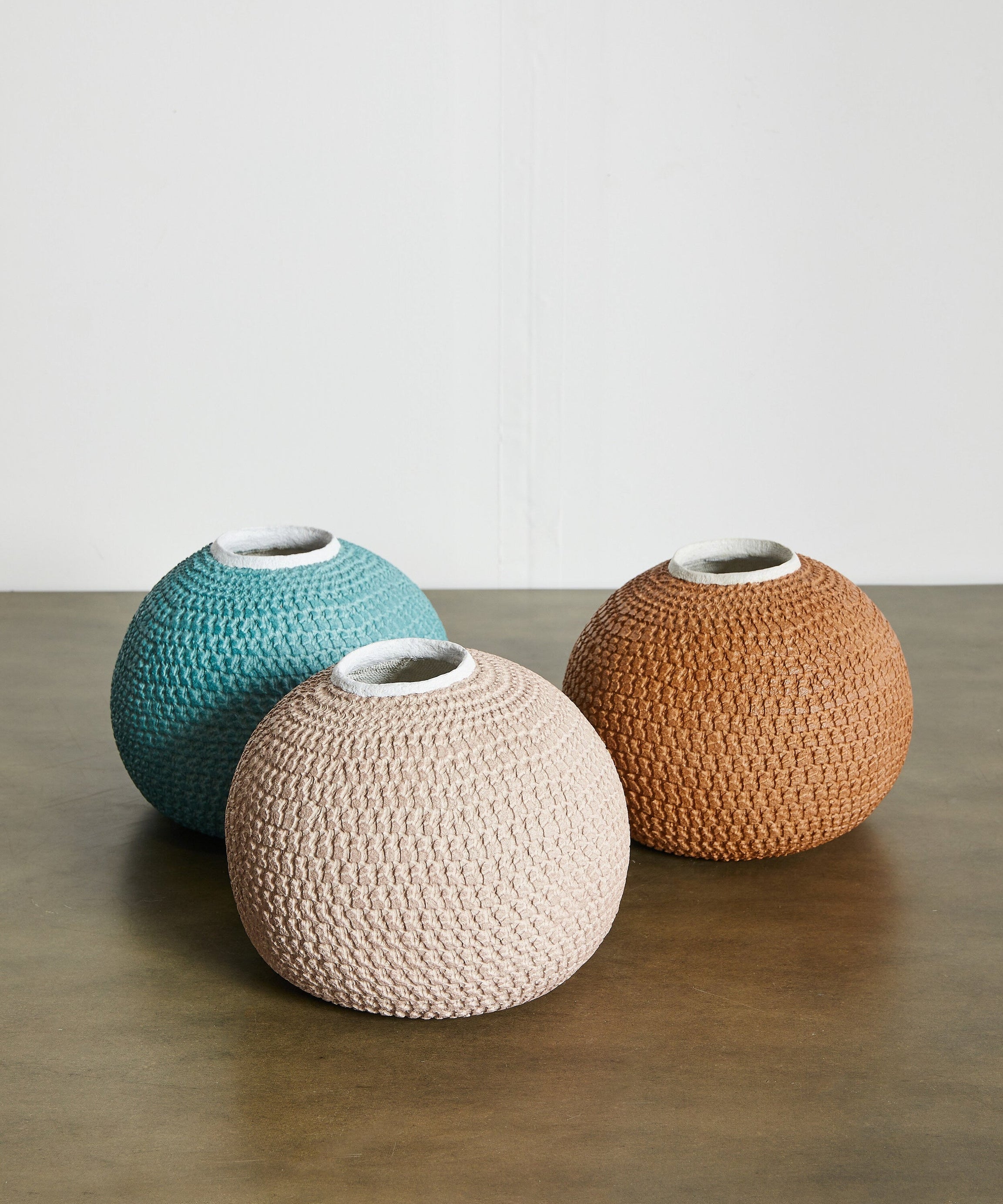 African Bibi Papier Vase in Pink, Rust, and Blue