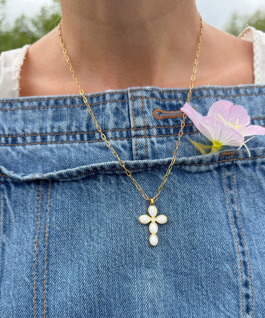 Eternal Light Cross Paperclip Chain Necklace