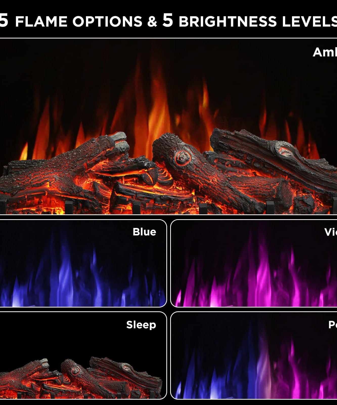 Eternal Flame EF26-LG Smart Electric Fireplace Logs, WiFi Enabled
