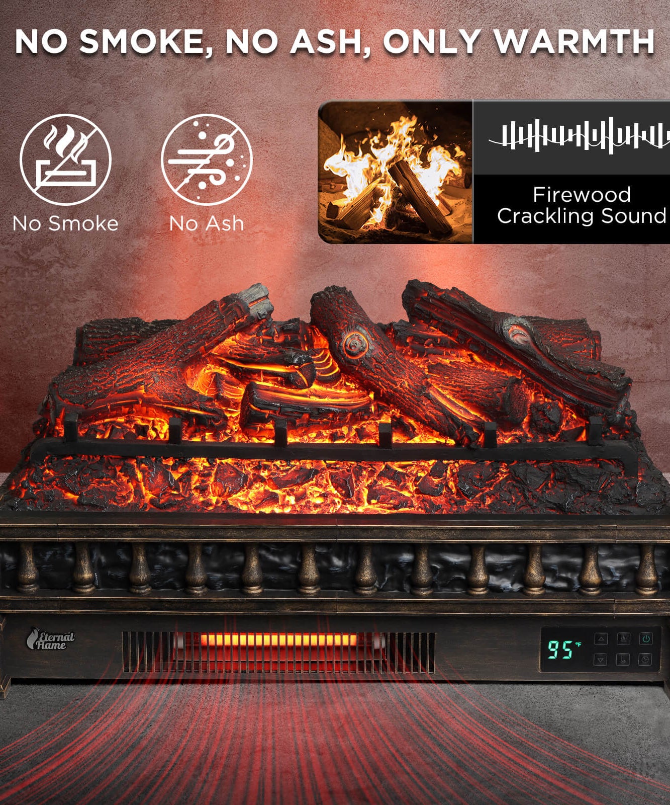 Eternal Flame EF26-LG Smart Electric Fireplace Logs, WiFi Enabled