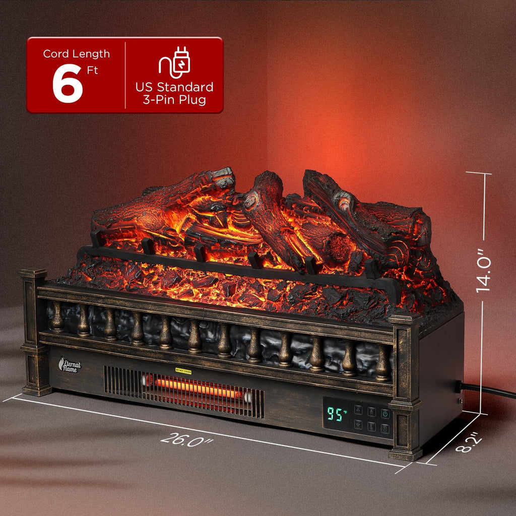 Eternal Flame EF26-LG Smart Electric Fireplace Logs, WiFi Enabled