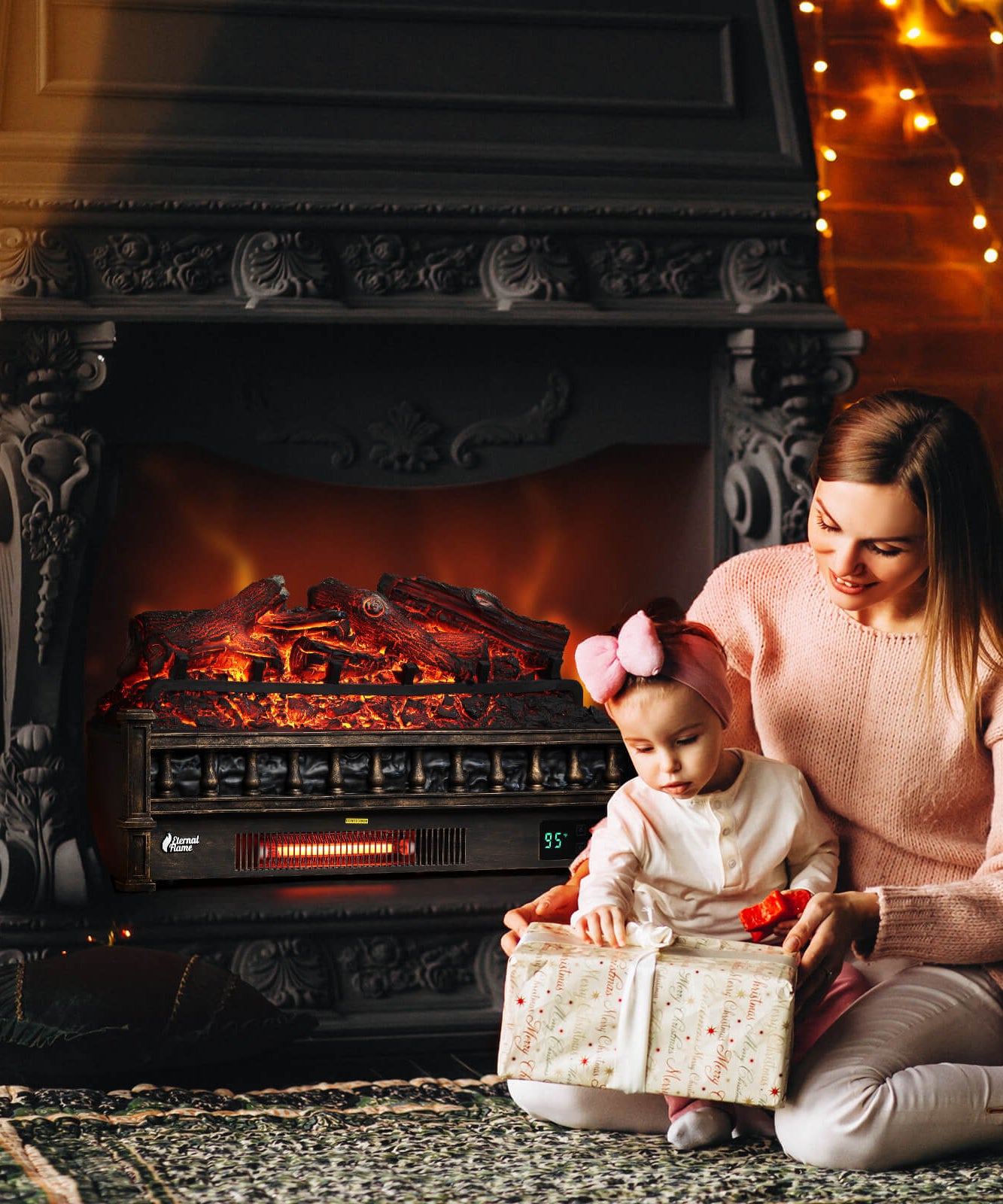 (Open Box) Eternal Flame EF26-LG Smart Electric Fireplace Logs, WiFi Enabled