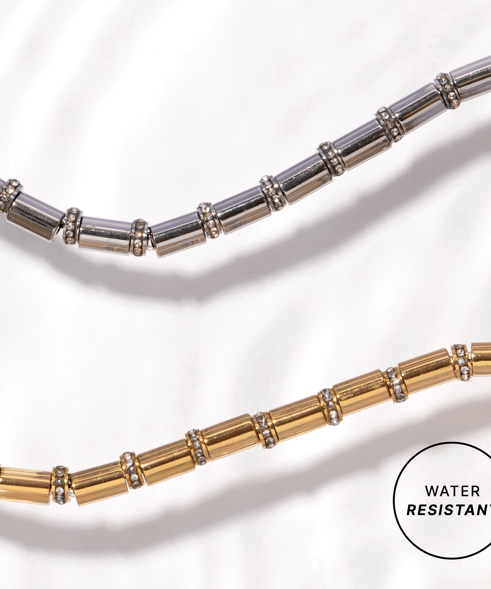 Tube Bead and Crystal Chain Bracelet