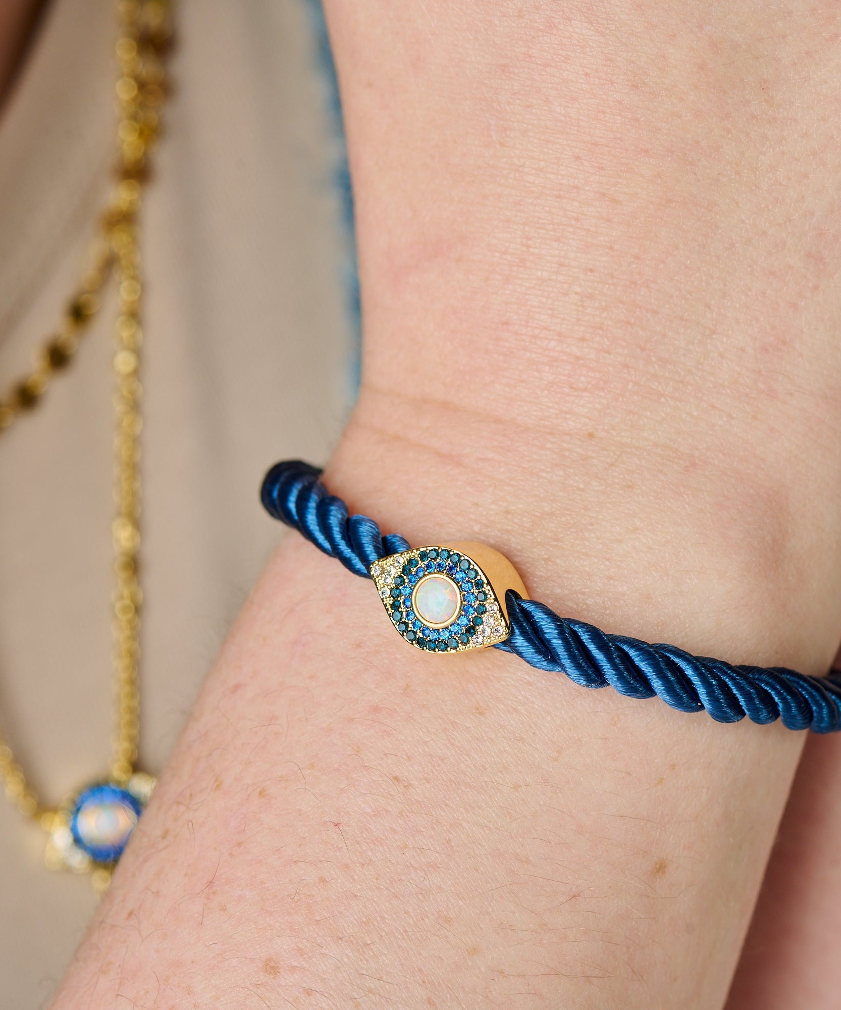 Evil Eye Adjustable Cord Bracelet