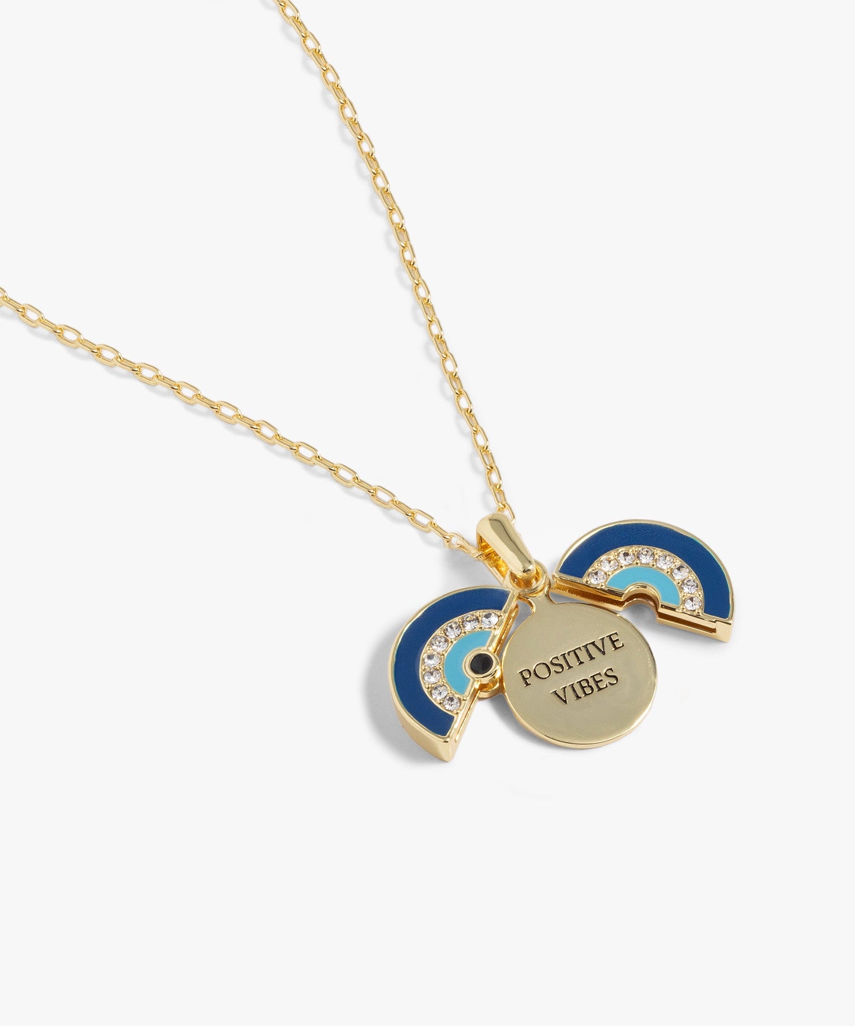 Evil Eye 'Positive Vibes' Mantra Necklace