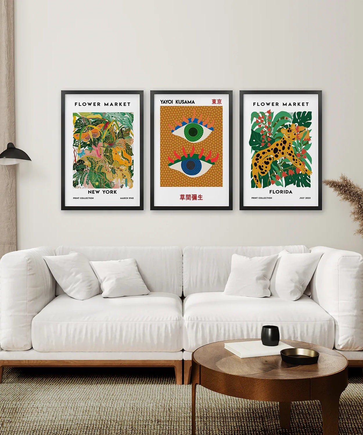 Modernes abstraktes Blumen-Marker-Set, 3-teilig