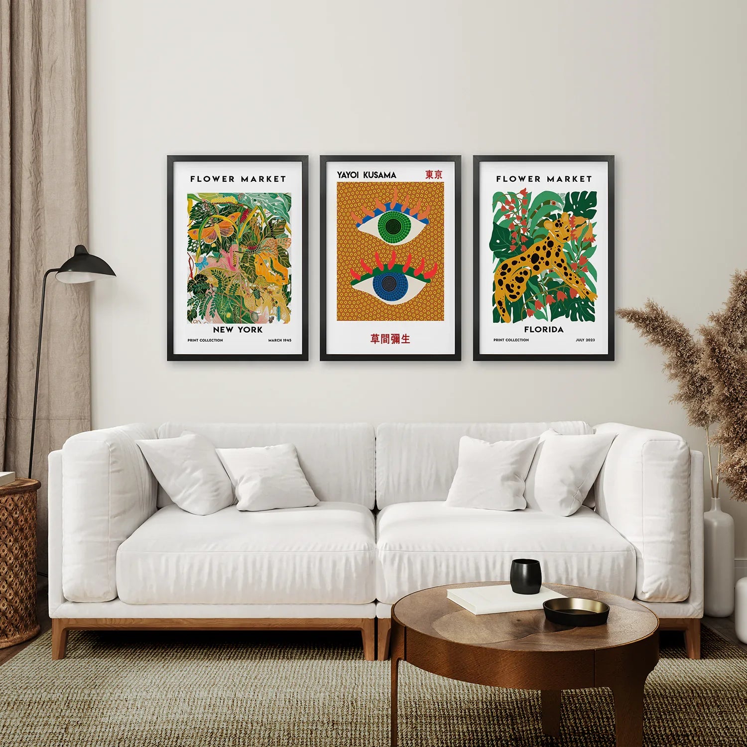 Modernes abstraktes Blumen-Marker-Set, 3-teilig