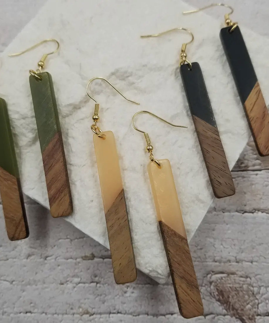 Resin Wood Earrings