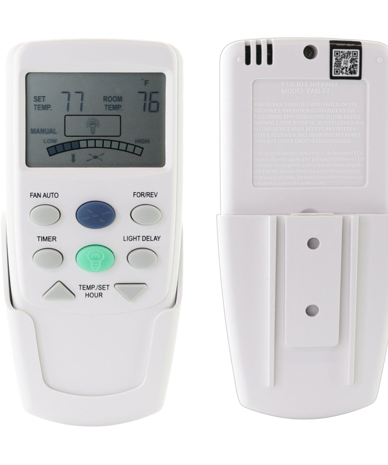 Anderic FAN9TR Replacement Thermostatic Ceiling Fan Remote Control with Reverse Key for Hampton Bay | L3HFAN9T, FAN-9T