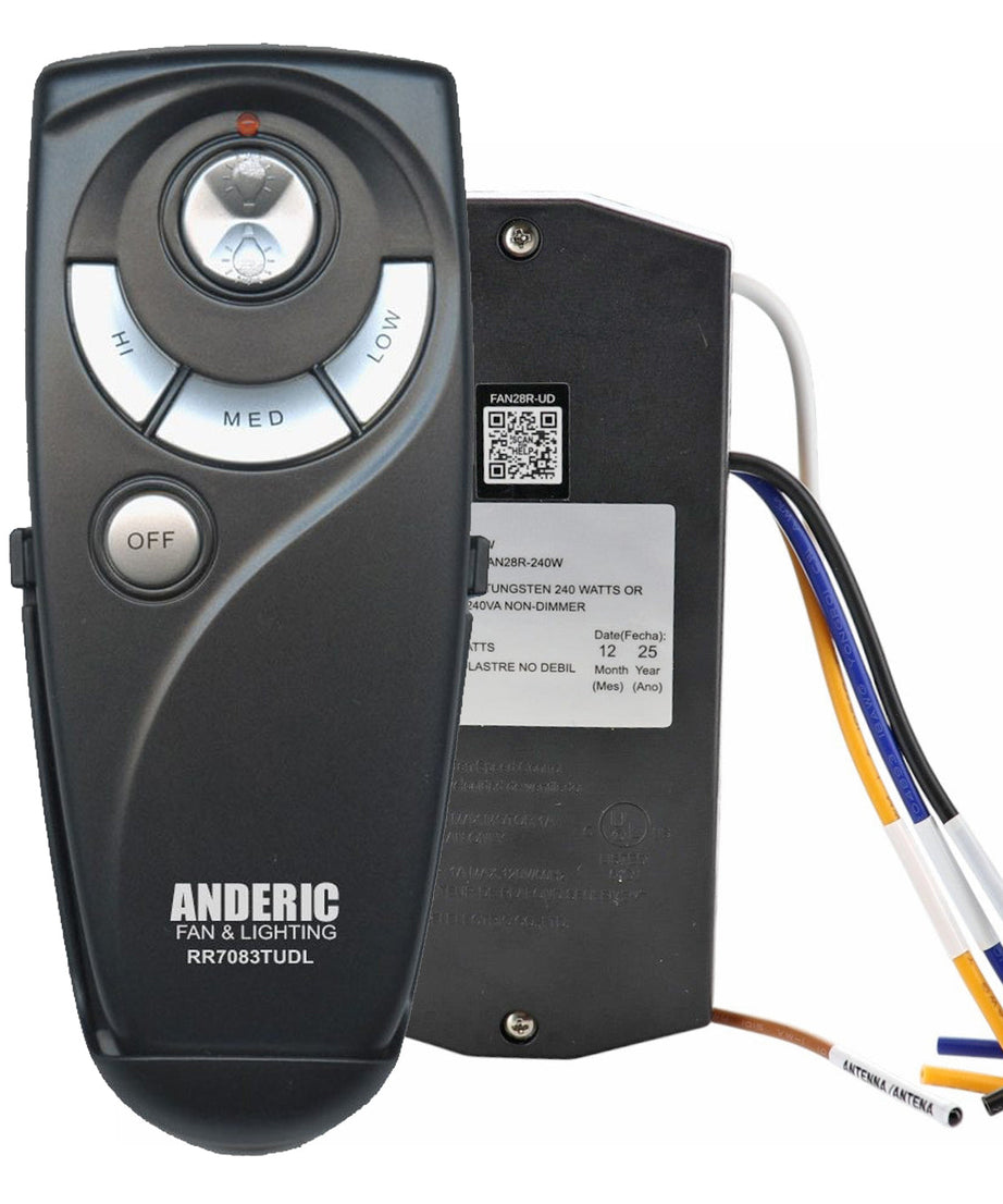 Anderic Universal Add-on Remote Control Kit for 3 speed Ceiling Fans with Up & Down Lights - RR7083TUDL-FAN28RUD-KIT