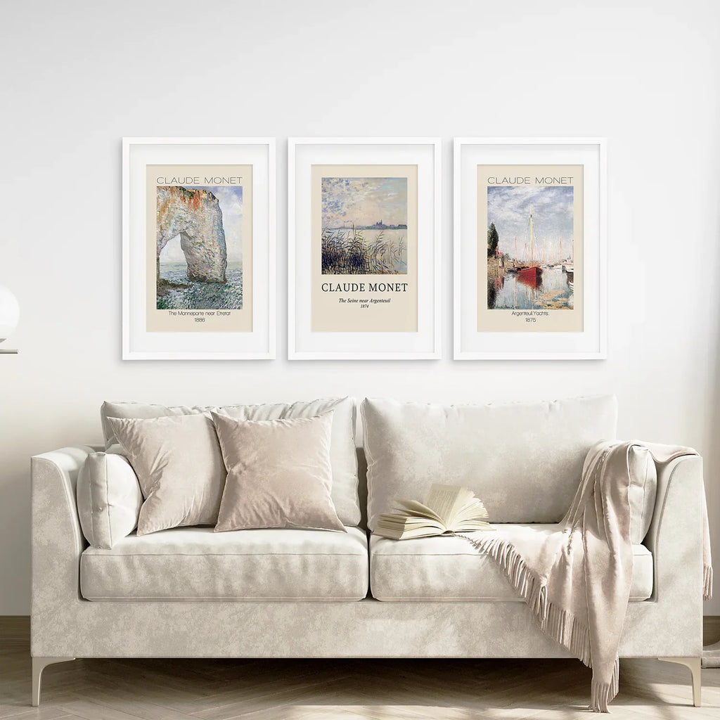 Claude Monet 3 Piece Wall Art Set | Coastal Landscape Prints