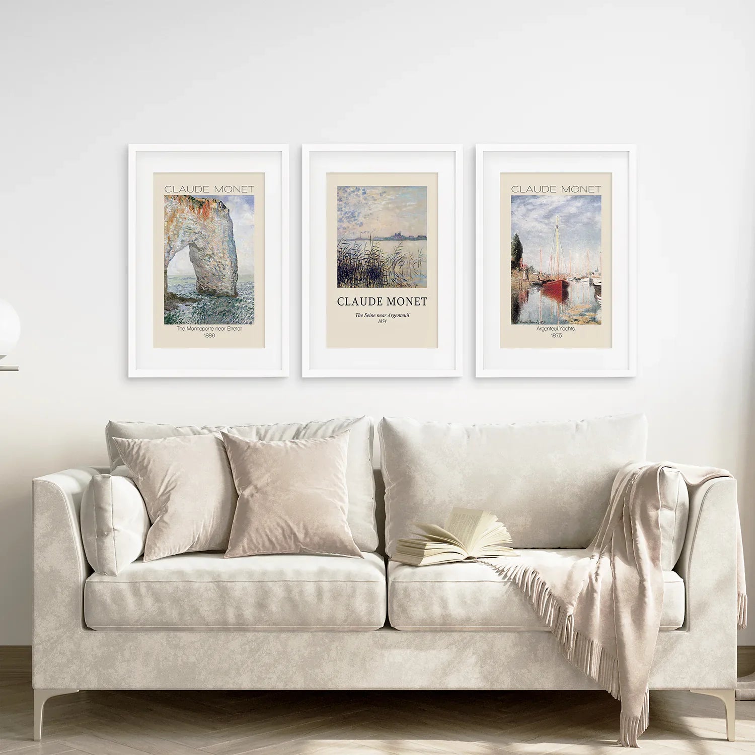Claude Monet 3-teiliges Wandbild-Set | Küstenlandschafts-Drucke