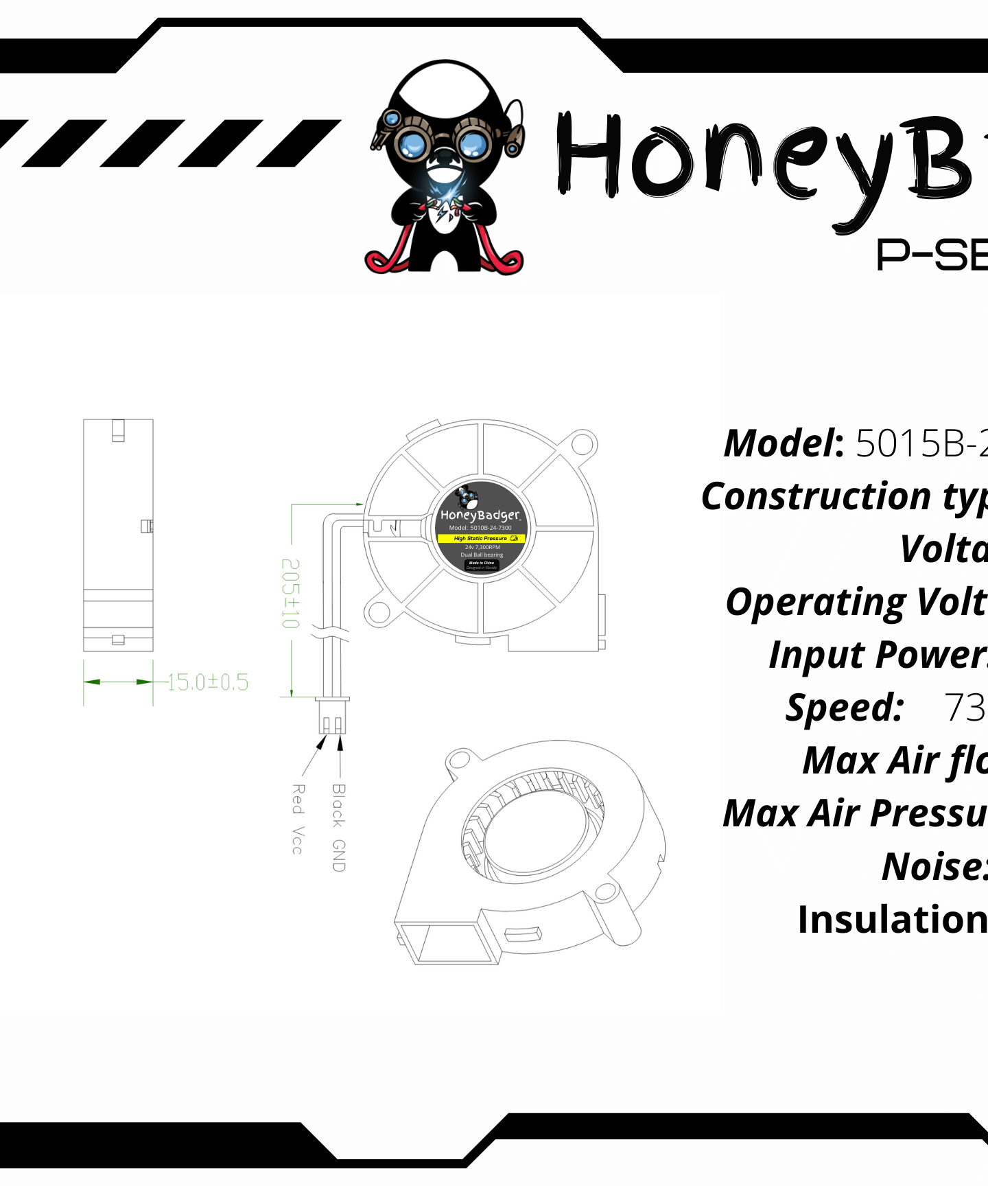 HoneyBadger Performance Series 5015 Blower Fans 2–4 Wire, PWM & Tach Options
