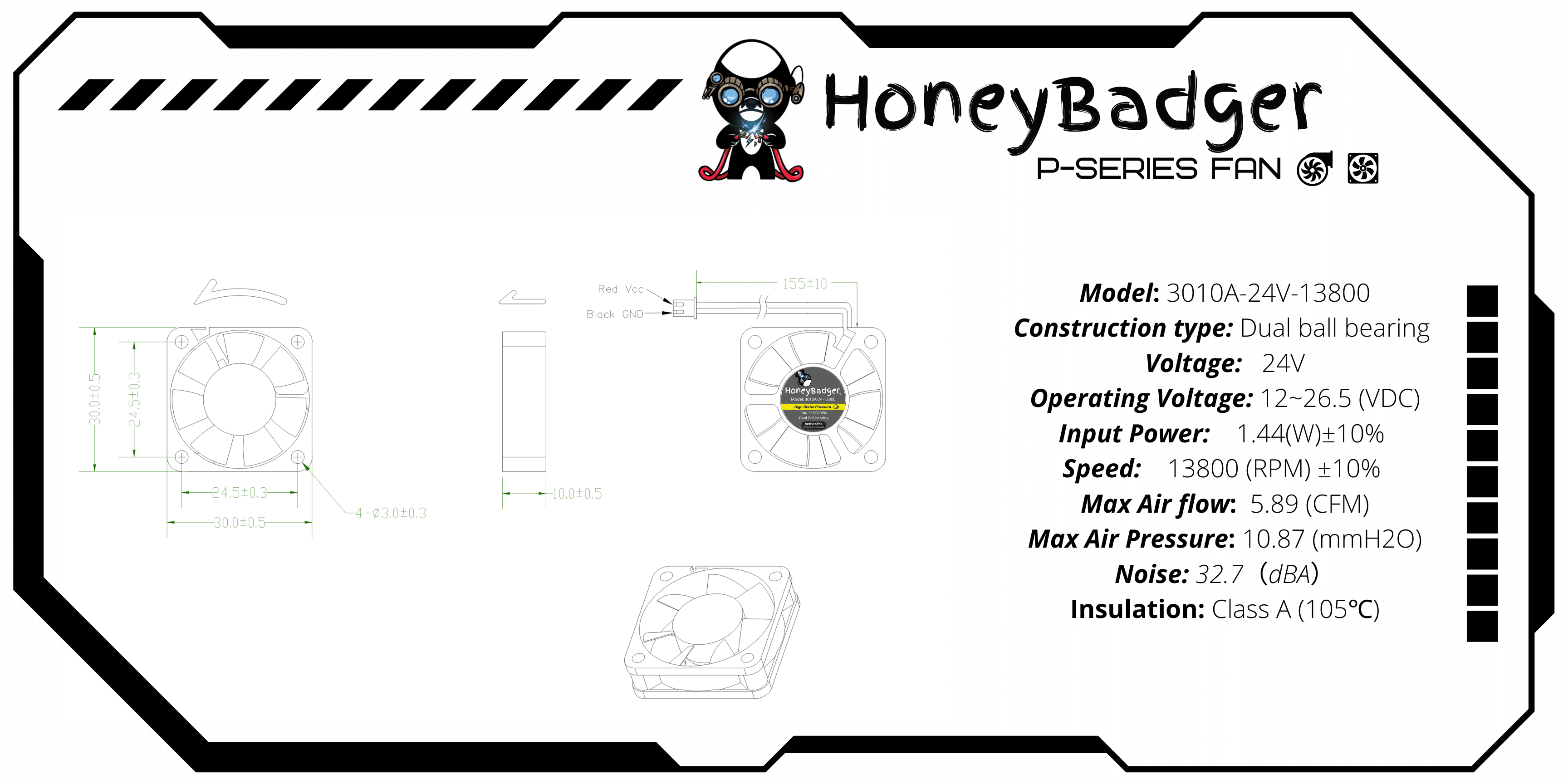 HoneyBadger Performance Series 3010 Axial Fan