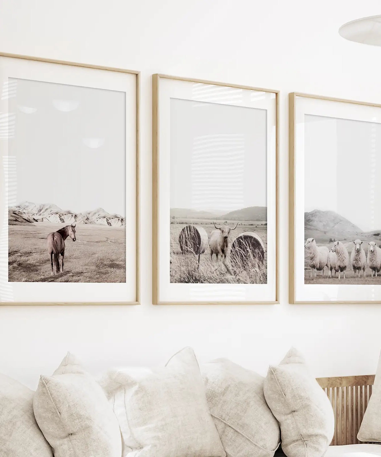 Autumn Farmhouse Wall Art Set. Farm Animals on the Field