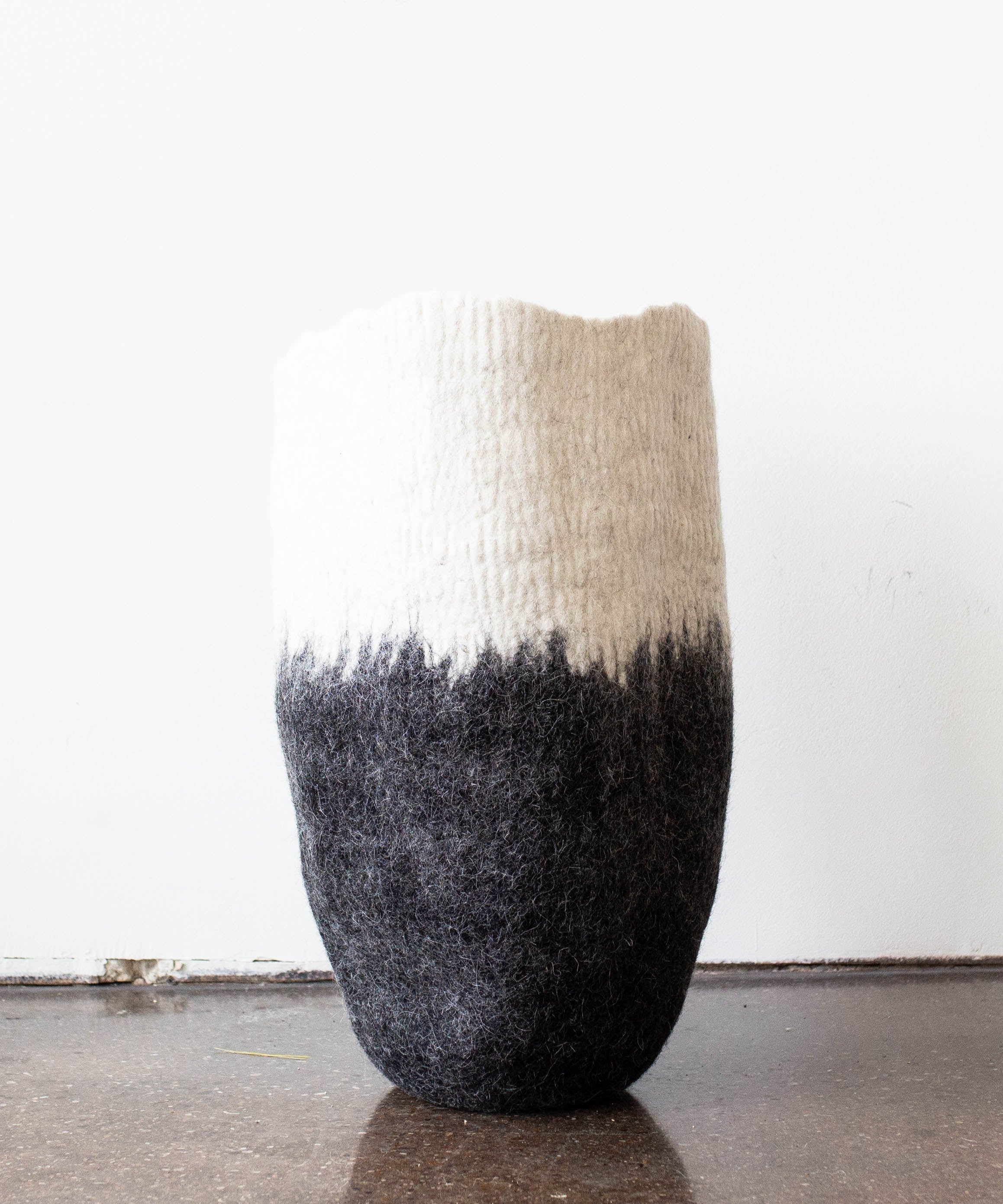Eclipse Black & White Wool Floor Vase
