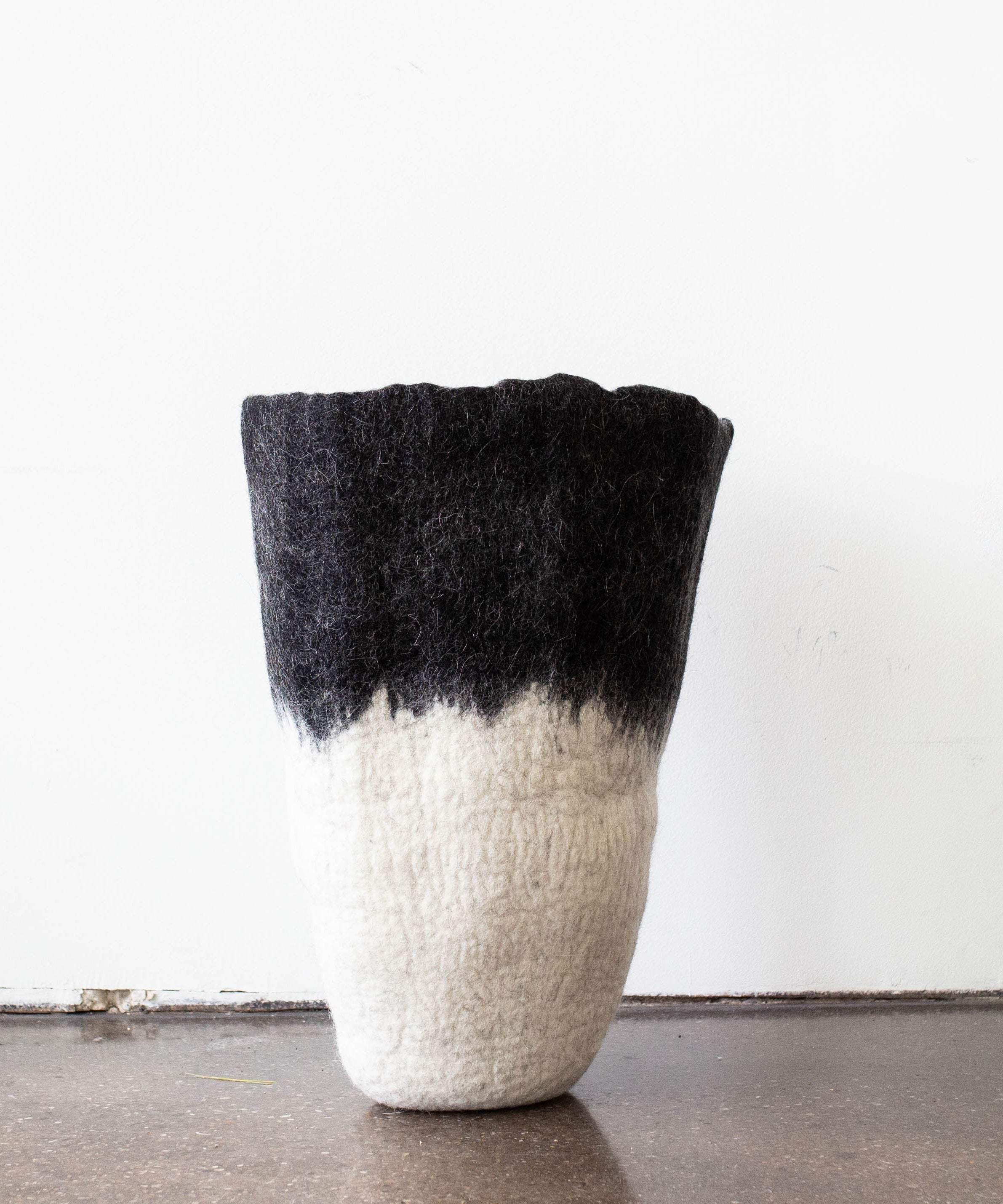 Eclipse Black & White Wool Floor Vase