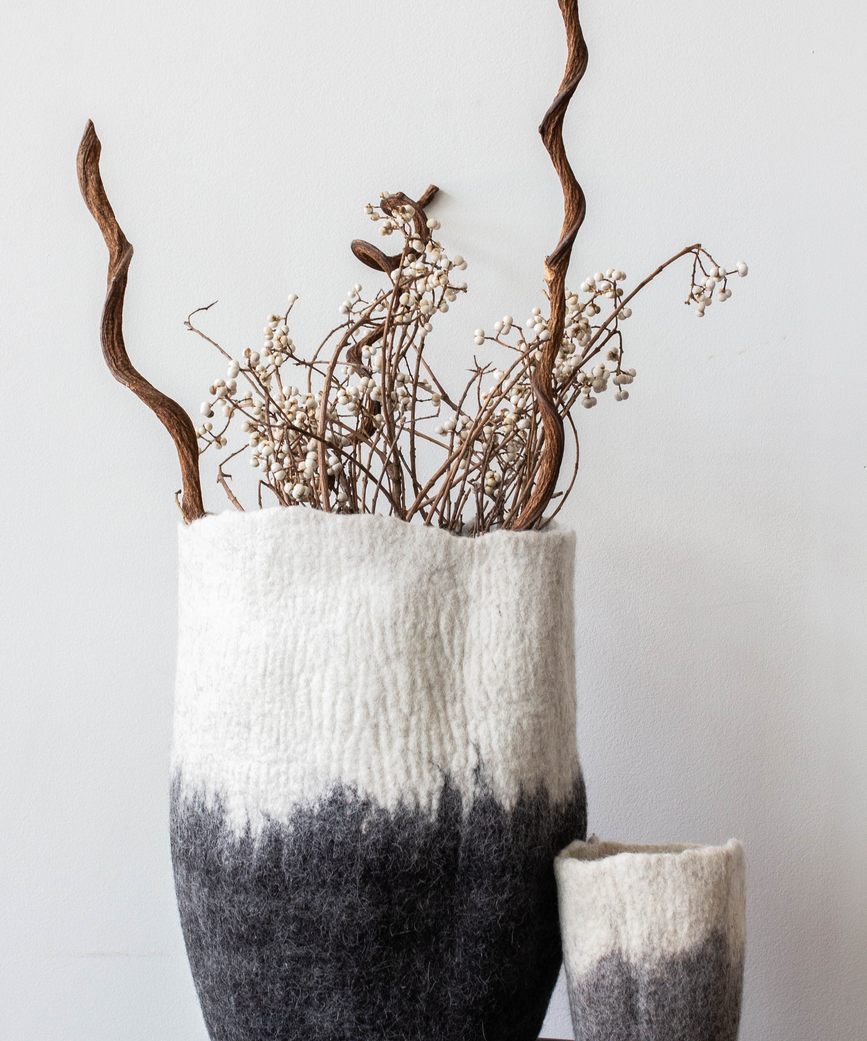 Eclipse Black & White Wool Floor Vase