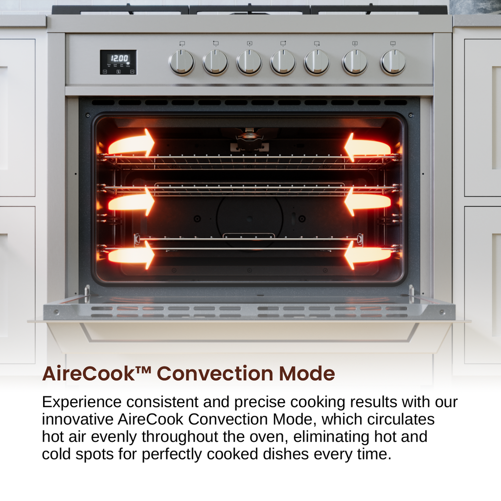 Rangaire 36" Gas Range Convection Oven Freestanding Stainless Steel RRG361TS