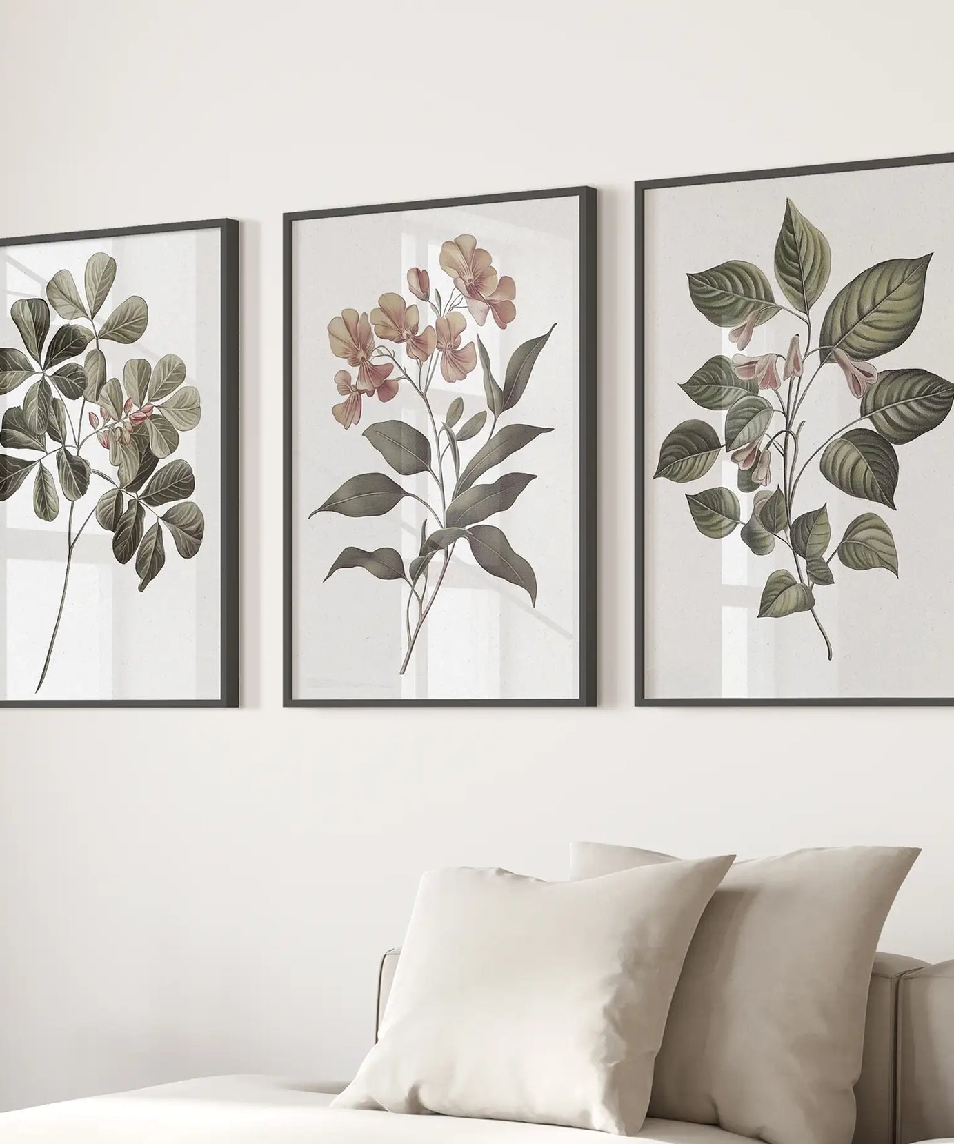 Rustic Botanical Wall Art. Vintage Flowers Prints