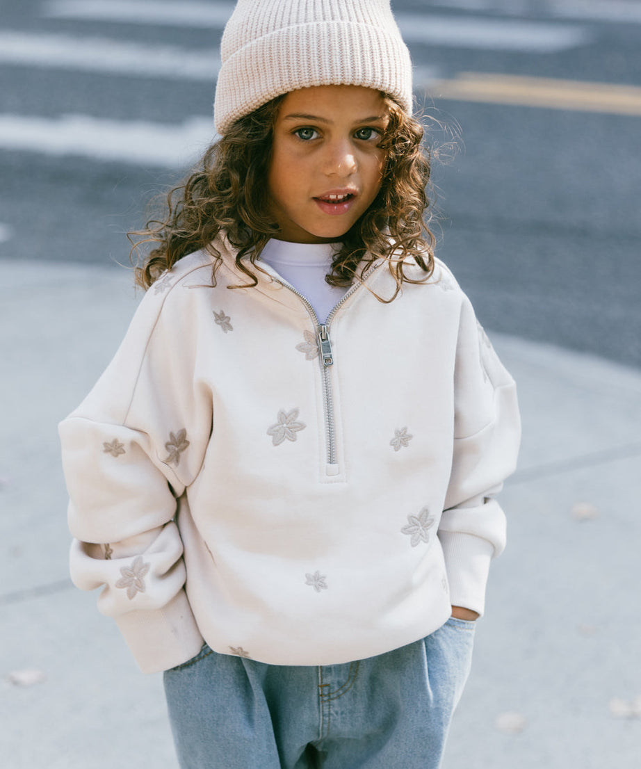 Blumenmuster Kinder-Half-Zip