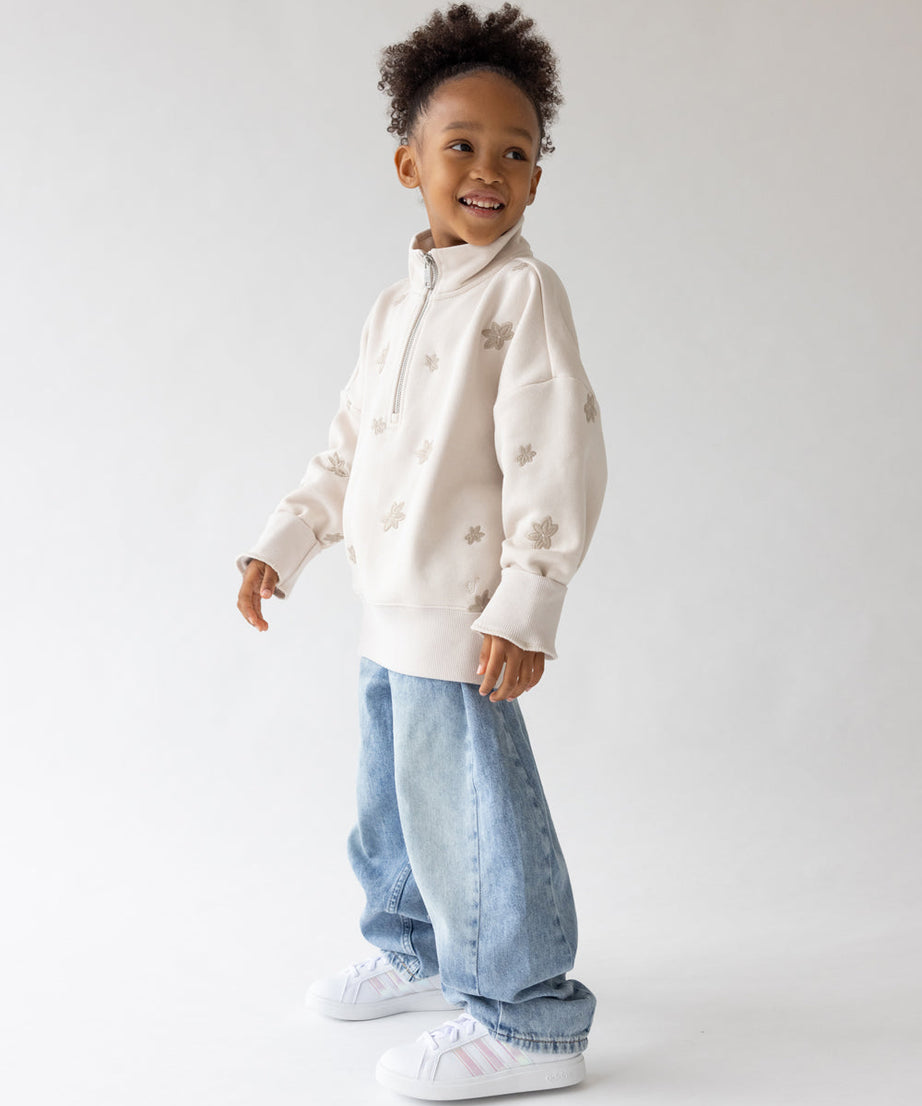 Blumenmuster Kinder-Half-Zip