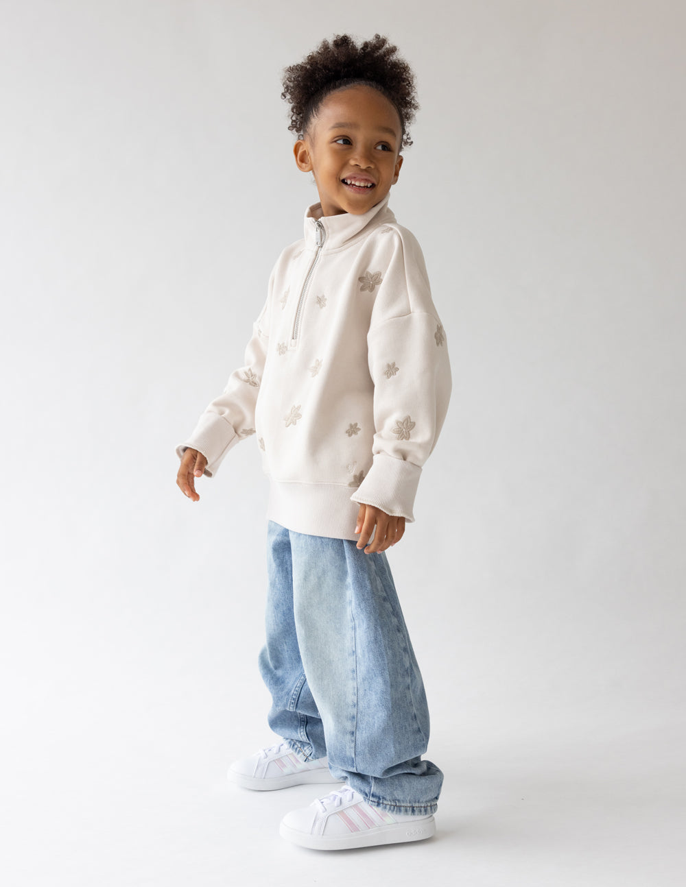 Blumenmuster Kinder-Half-Zip