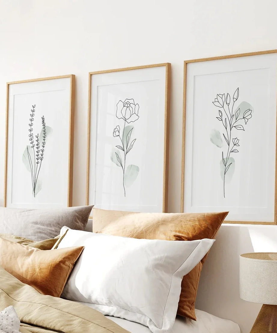 Boho Botanical Kunstdrucke | 3er Set grüne Blätter