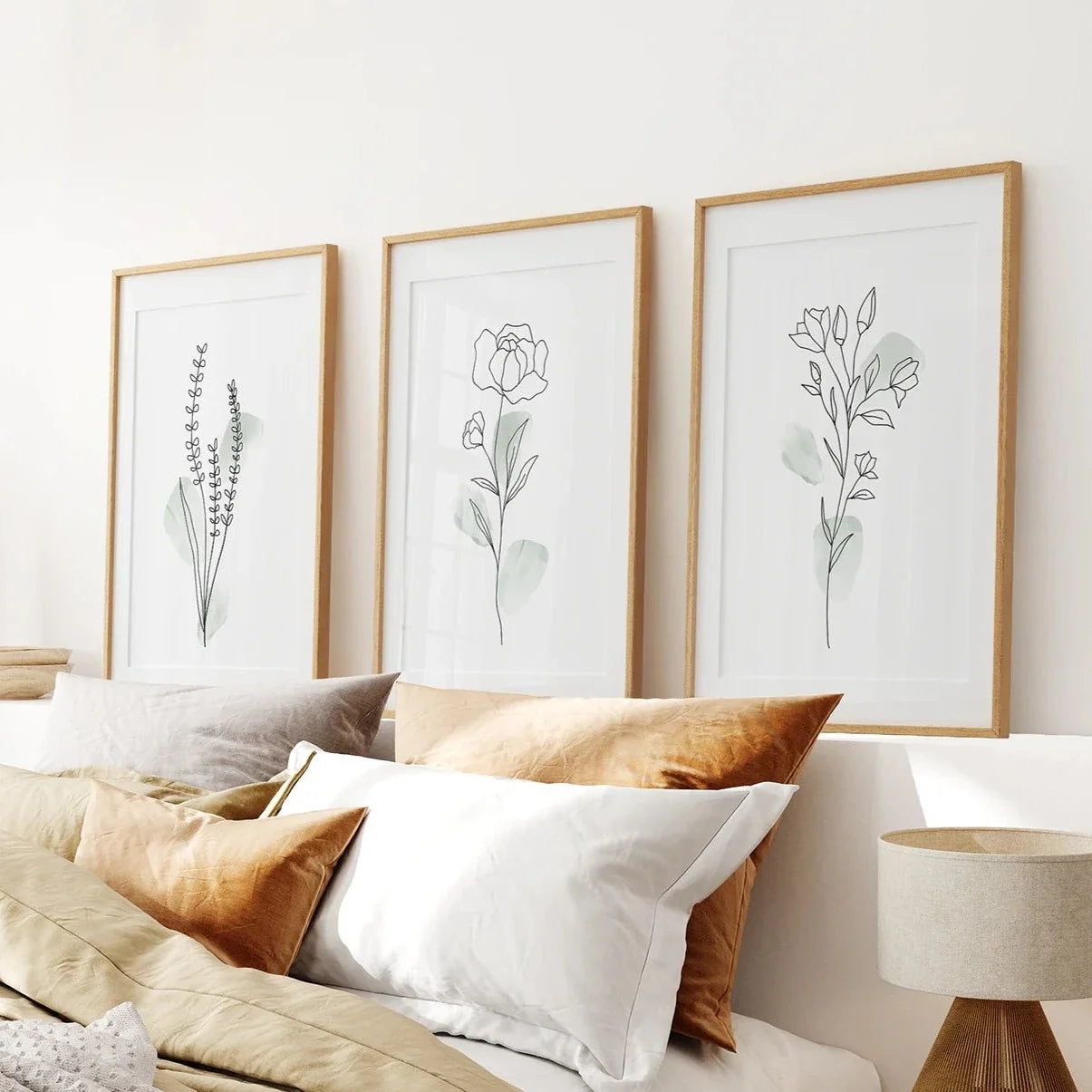 Boho Botanical Kunstdrucke | 3er Set grüne Blätter